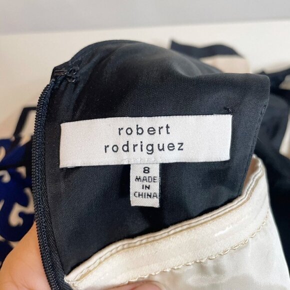 Robert Rodriguez Scroll Diamond Box Pleat Fit & Flare Dress 8 Cutout Sleeveless - Picture 4 of 10